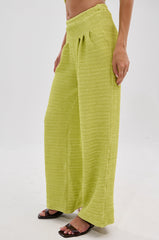 HOLLYWOOD SLINKY TEXTURED PALAZZO PANT IN GREEN