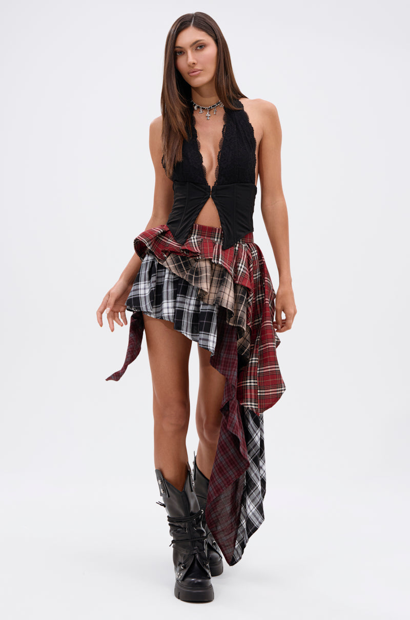 SHAY MULTI PLAID MINI SKIRT