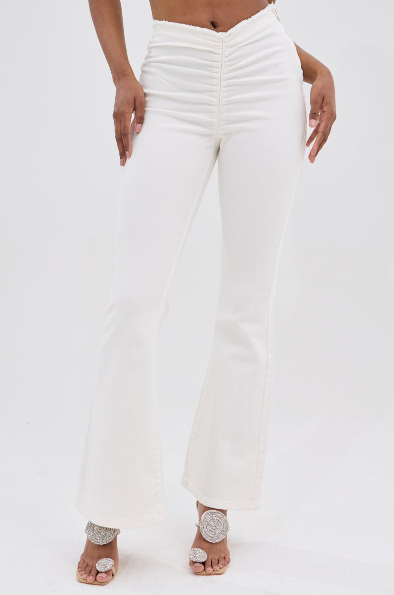 CINCHED UP DENIM PANT IN WHITE