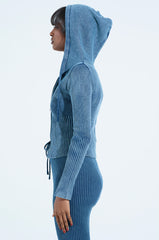 HOT GIRL ZIP UP SWEATSHIRT IN NAVY