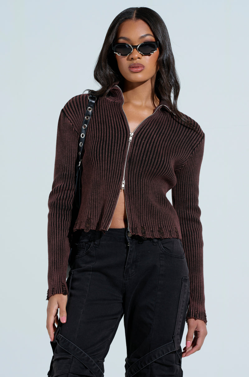 IT'S IN MY NATURE ZIP UP SWEATER