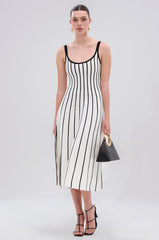 LETS GET IT GOING KNIT STRIPE MIDI DRESS