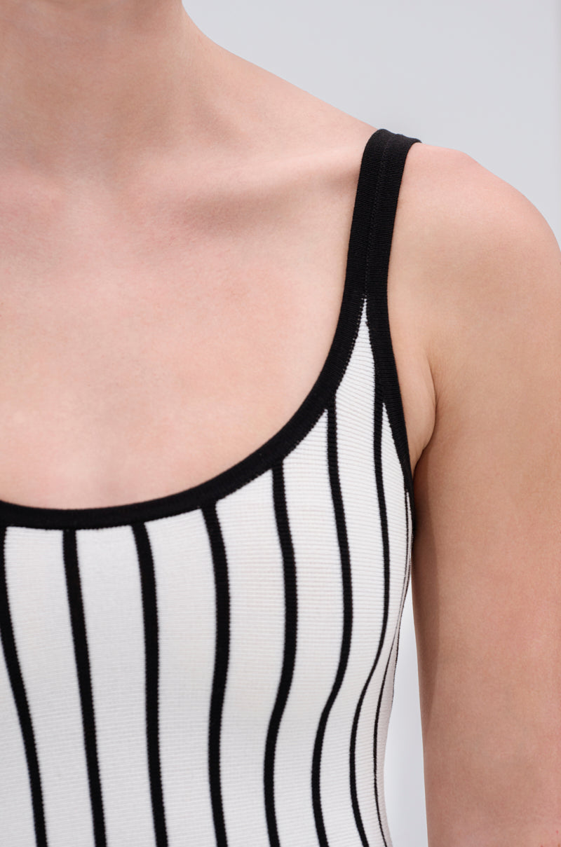 LETS GET IT GOING KNIT STRIPE MIDI DRESS