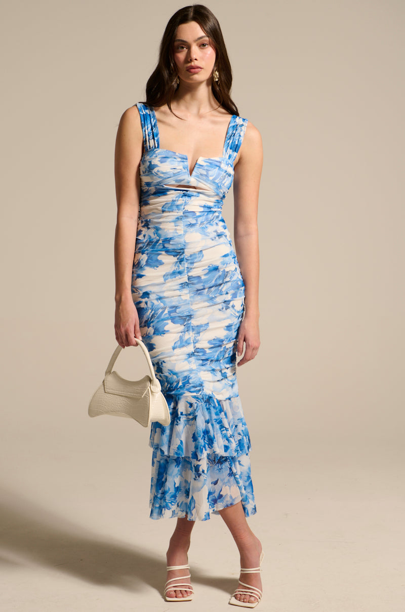 IN HIS EYES BLUE FLORAL MAXI DRESS