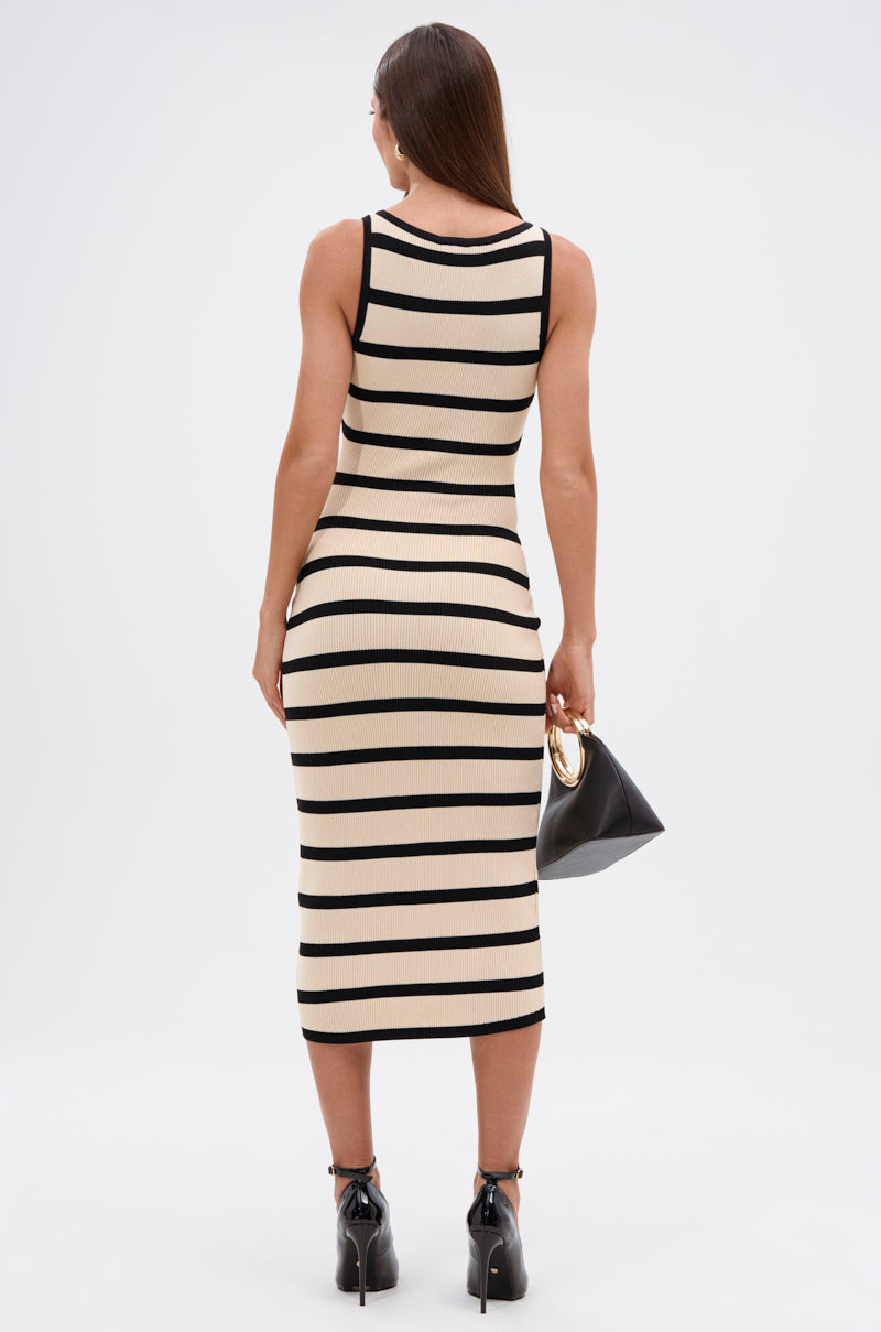 KAREN STRIPE KNIT MIDI DRESS