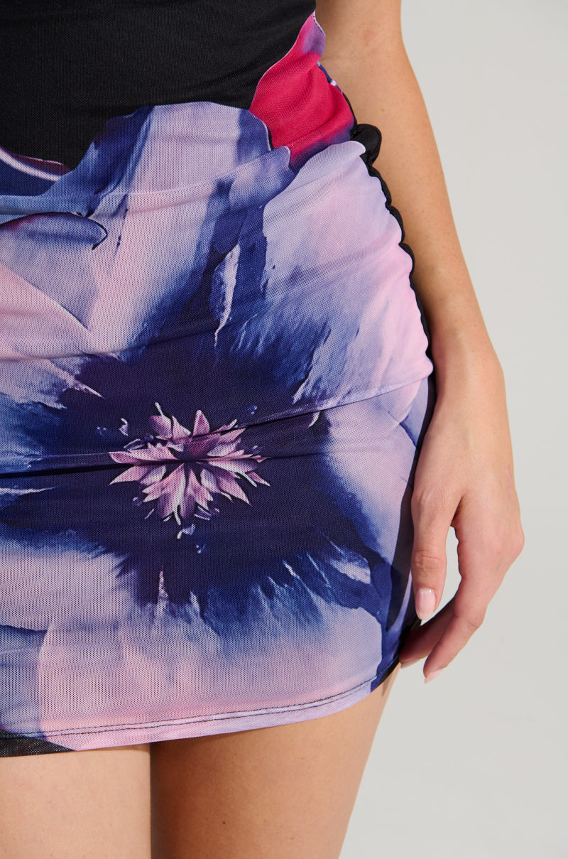 NOT YOUR TOY FLORAL MESH MINI DRESS