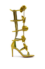 AZALEA WANG AERIN LIME BOW EMBELLISHED GLADIATOR STILETTO SANDAL