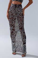 BLING BLING MESH RHINESTONE MAXI SKIRT