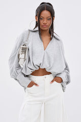 NEW RULES HIGH LOW BLOUSE IN GREY