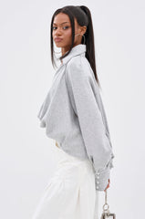 NEW RULES HIGH LOW BLOUSE IN GREY