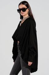 NEW RULES HIGH LOW HEM BLOUSE IN BLACK