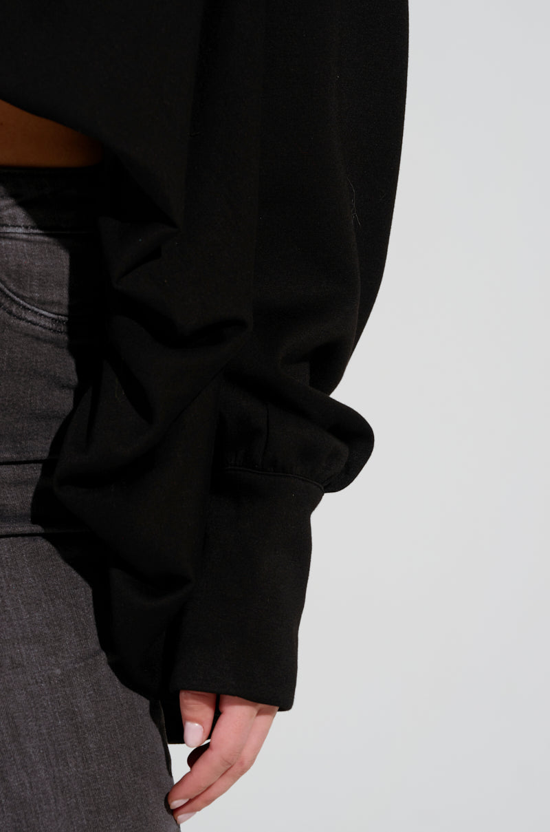 NEW RULES HIGH LOW HEM BLOUSE IN BLACK