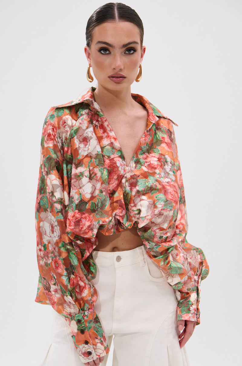 SUNSHINE FLORAL HIGH LOW BLOUSE