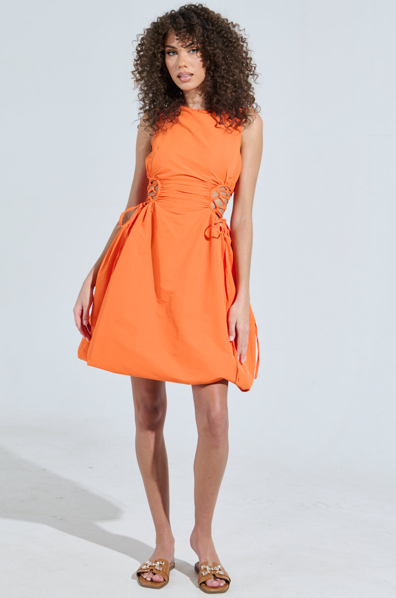 ALINA LACE UP DETAIL MAXI DRESS IN ORANGE