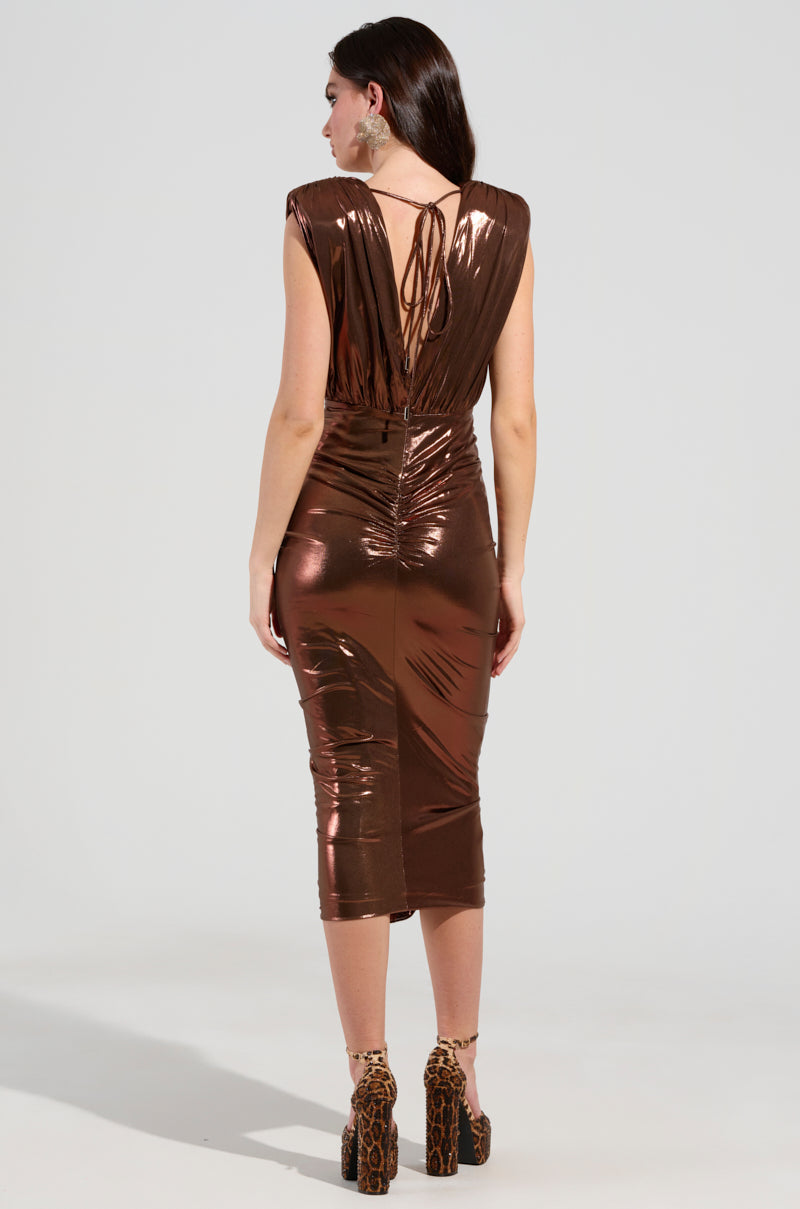 I DO WHAT I WANT METALLIC MIDI DRESS