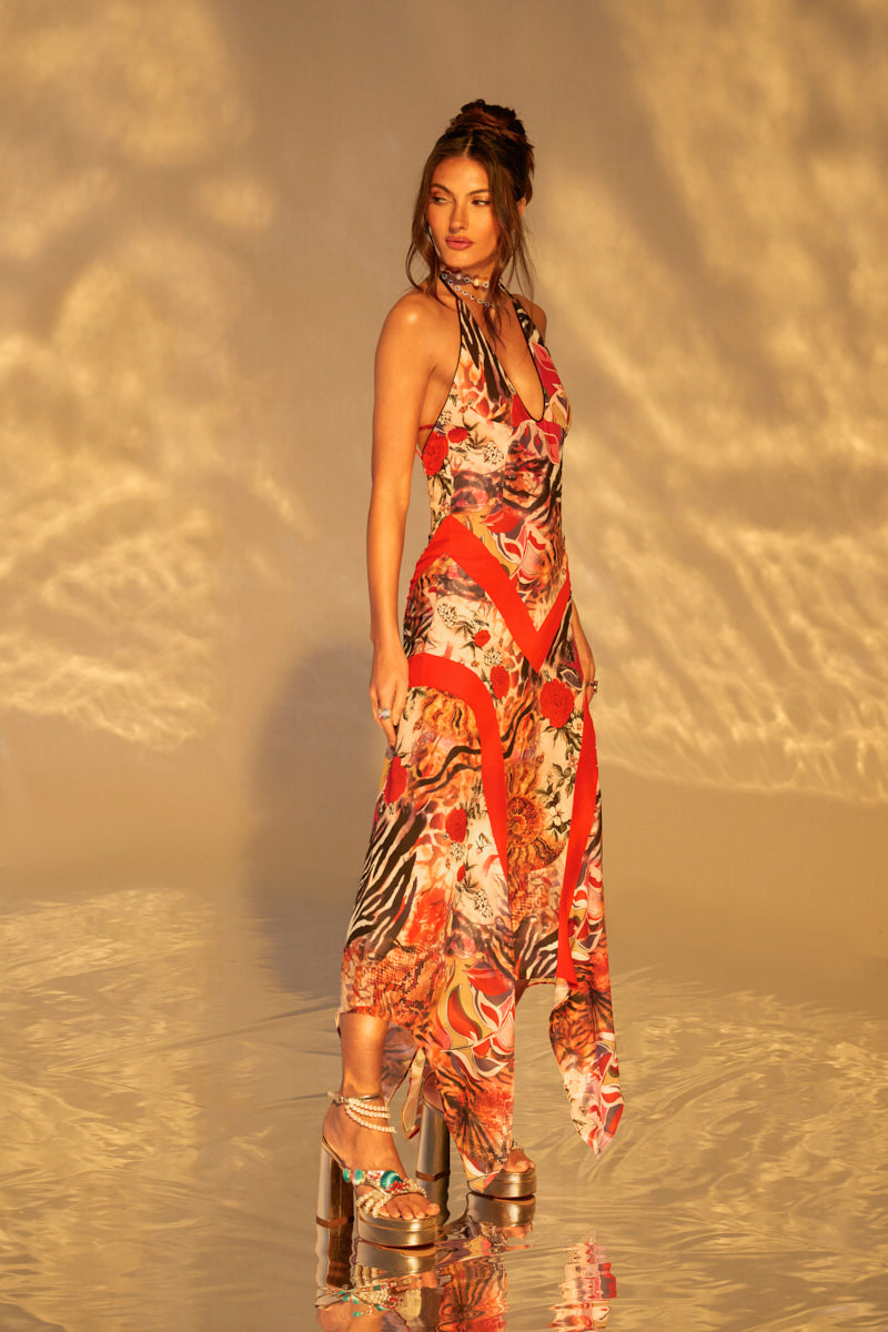 ROTTEN RIGHT TO THE CORE PRINTED MIDI DRESS