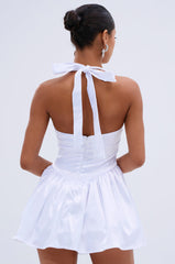 LIKE DAYLIGHT SATIN MINI DRESS IN WHITE
