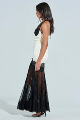 KYLIE SATIN LACE MAXI DRESS