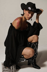 CHLOE MESH OFF THE SHOULDER MINI DRESS