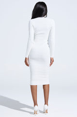 SOMEWHERE ON A BOAT BANDAGE MIDI DRESS