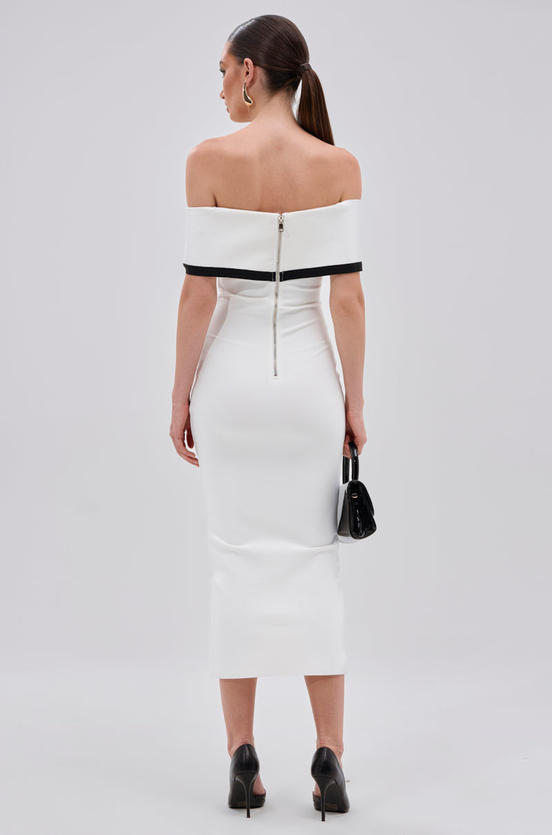 SLEEK AND CHIC BANDAGE MIDI DRESS