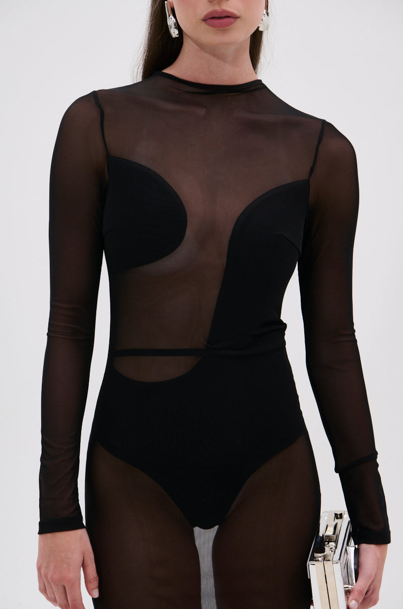 MINDING MY BUSINESS MESH MIDI DRESS