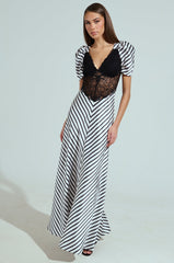 LYDIA LACE AND SATIN MAXI DRESS