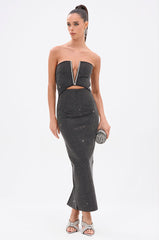 ALINA RHINESTONE MIDI DRESS