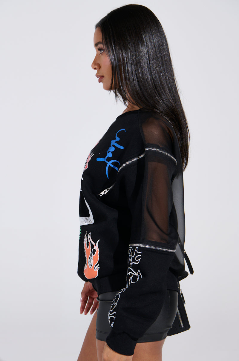 DEEP THOUGHTS OVERSIZED GRAPHIC SWEATSHIRT