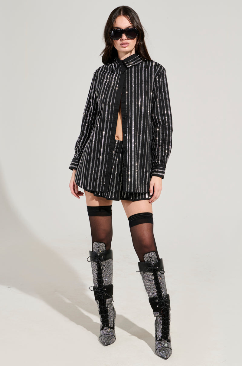 ONTO THE NEXT EMBELLISHED PLEATED MINI SKIRT