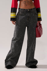RHINESTONE QUEEN EMBELLISHED DENIM