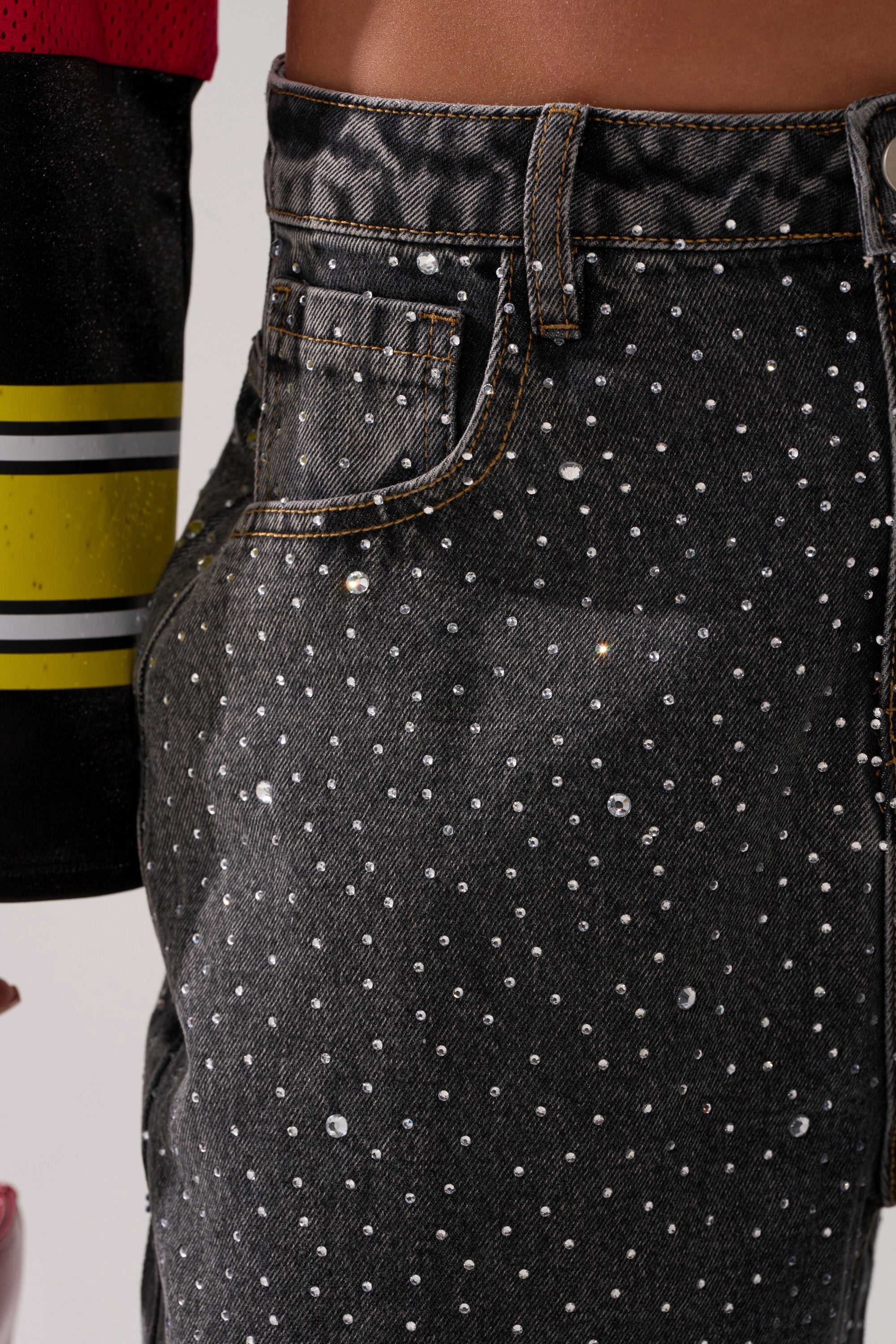 RHINESTONE QUEEN EMBELLISHED DENIM