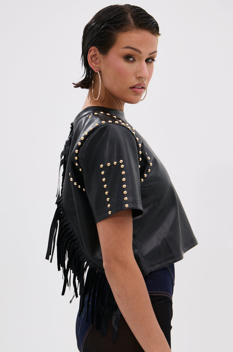 ROCKSTAR STUDDED FRINGE TOP
