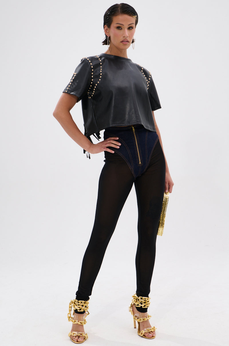 ROCKSTAR STUDDED FRINGE TOP