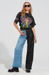 EXTREME STRETCH PATCHWORK WIDE LEG JEANS