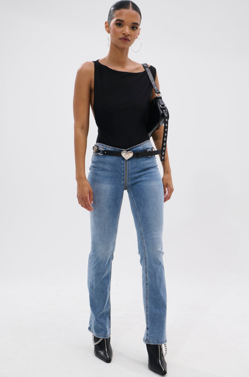 TOO GOOD TO BE TRUE LOW RISE DENIM FLARE PANT