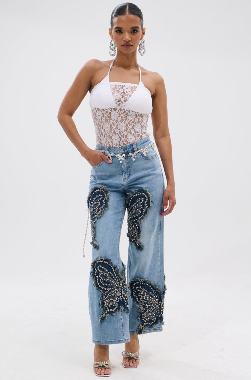 REBIRTH BUTTERFLY PATCH JEANS
