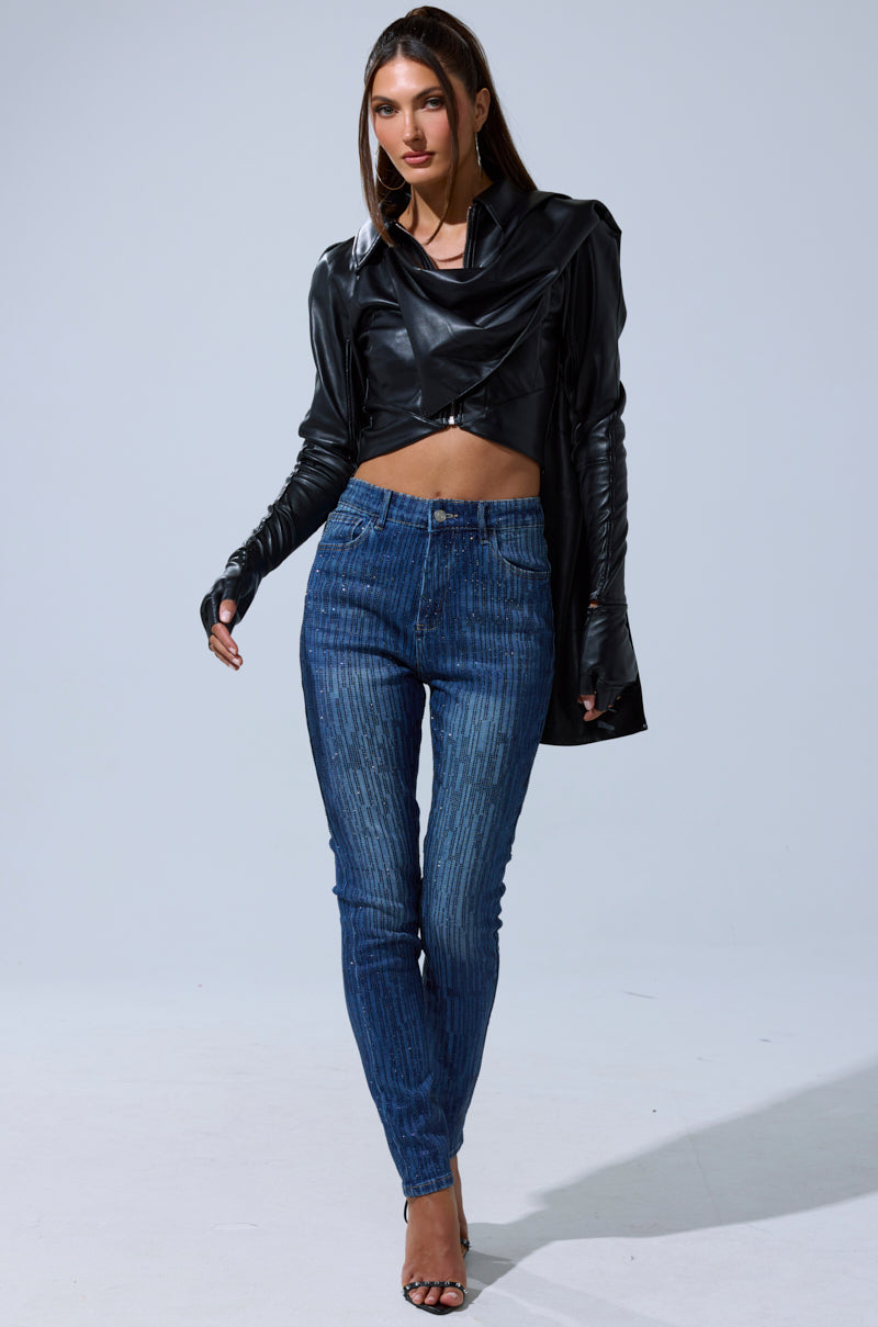 SHINING STAR RHINESTONE WIDE LEG PANT