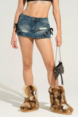LACE EM UP DENIM MINI SKORT
