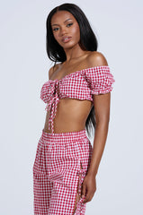 LET ME LIVE GINGHAM CROP TOP