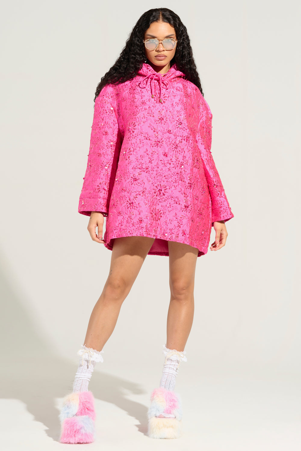 WOKE UP LIKE THIS BROCADE SWEATSHIRT DRESS