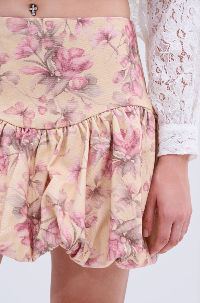 GENA DROP WAIST FLORAL MINI SKIRT