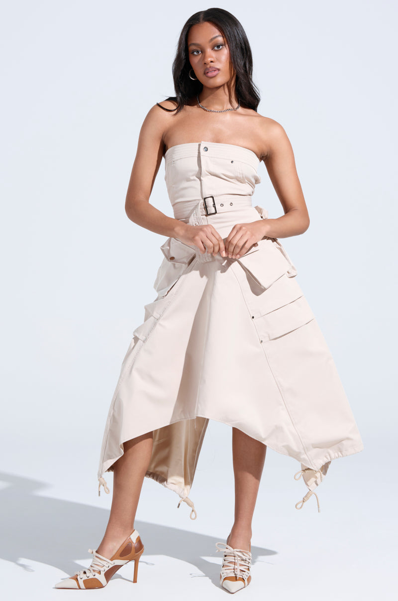 STROLLIN DOWN SOHO CARGO MIDI DRESS