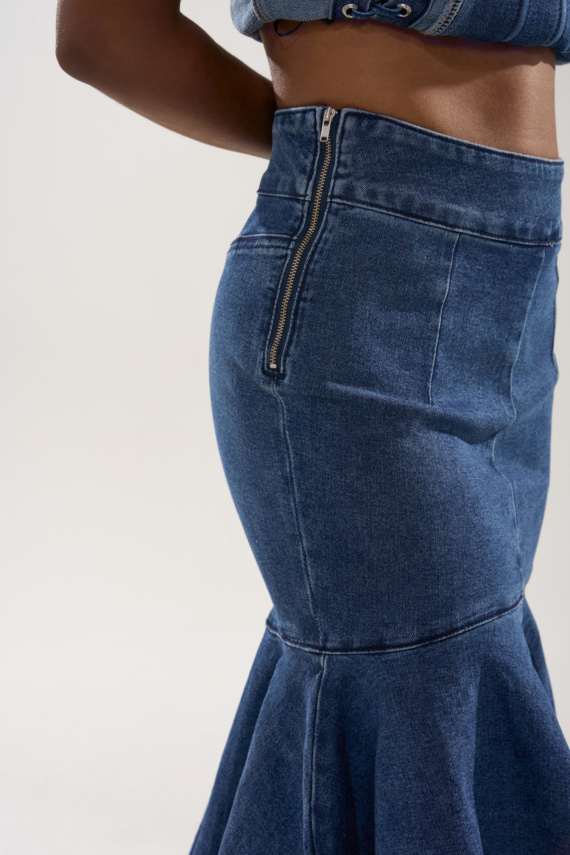 YOU WISH DENIM MIDI SKIRT