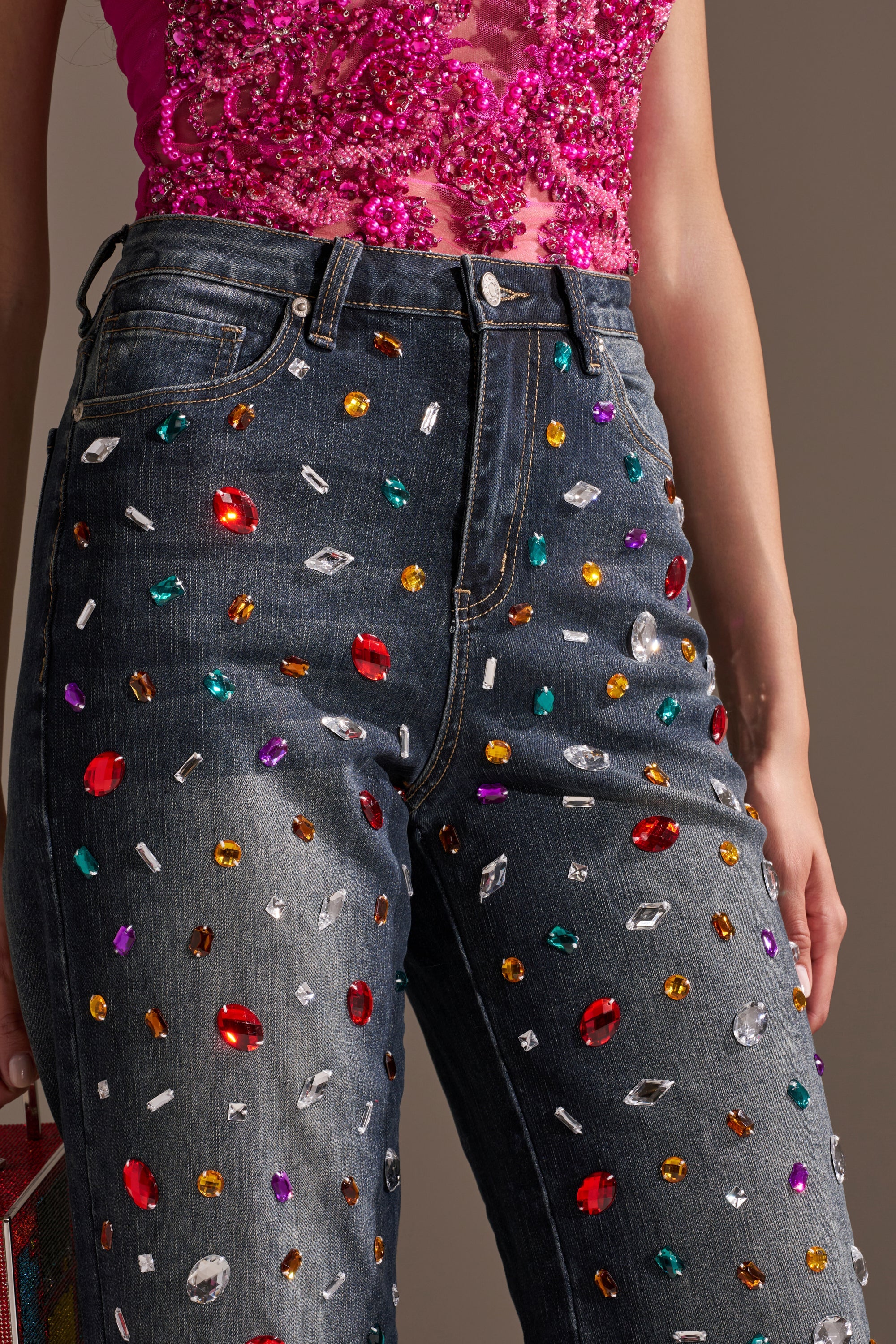 JEWELERS ROW RHINESTONE DENIM JEANS