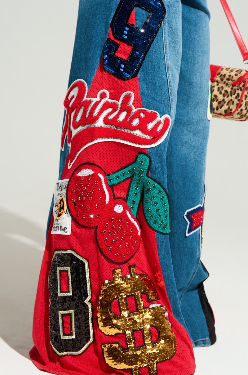 NOT SORRY PATCHWORK DENIM JEANS