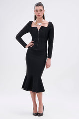 JESSIE BANDAGE ZIP UP BLOUSE