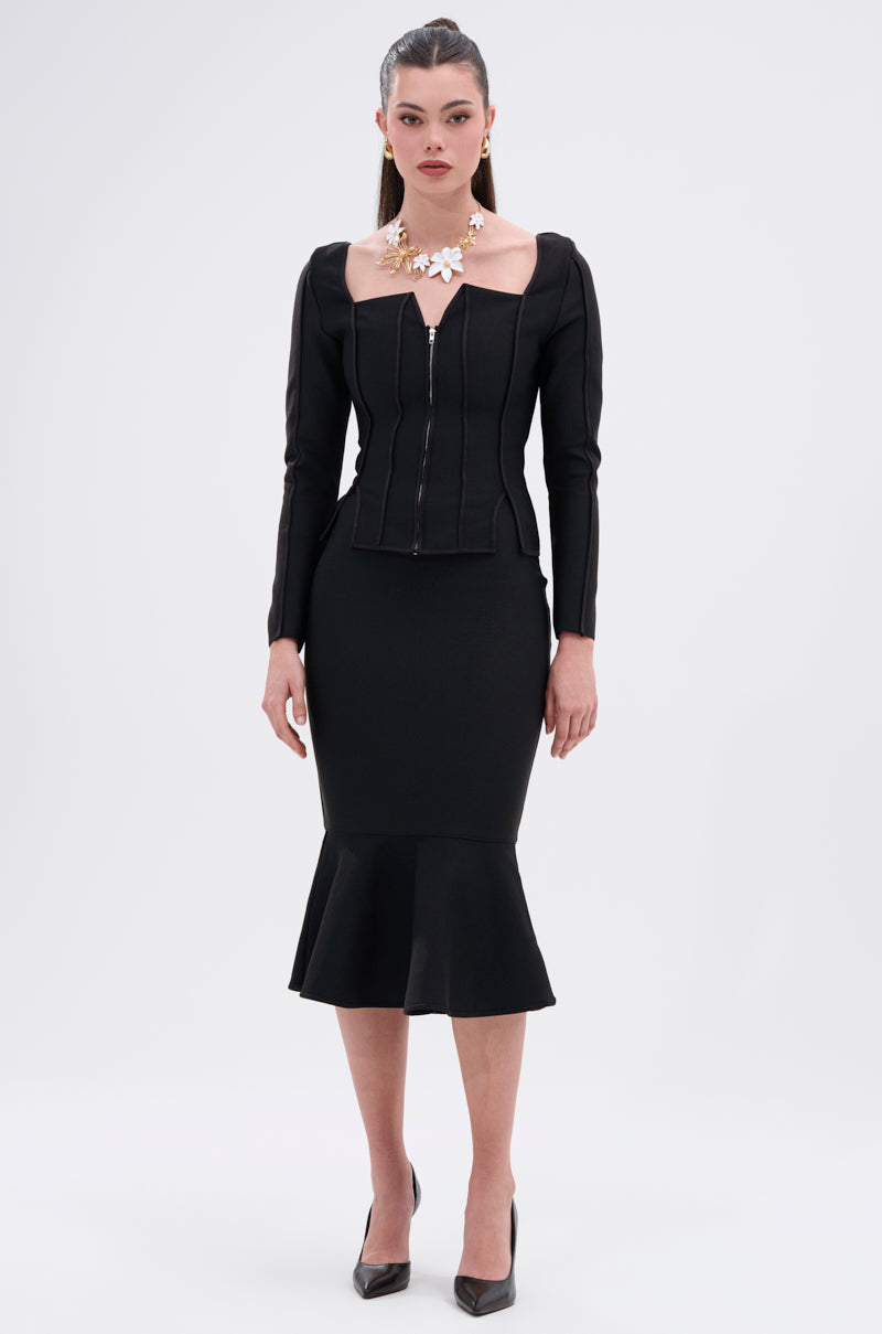 JESSIE BANDAGE ZIP UP BLOUSE