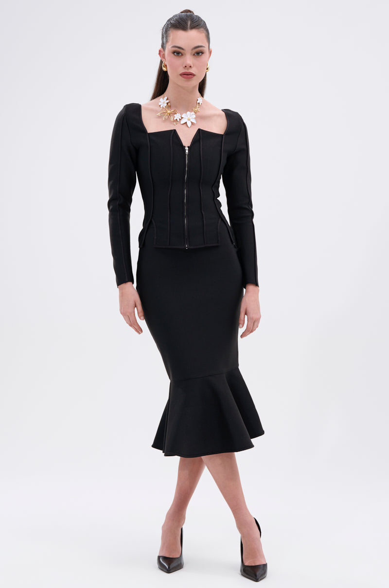 JESSIE BANDAGE ZIP UP BLOUSE