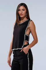 TALK TO ME BABY BLOUSE WITH RHINESTONE